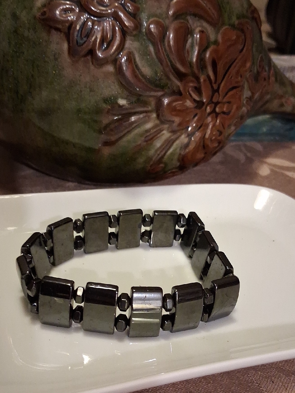 Hematite Tile Larger Balance Stretch Bracelet - Women Jewelry